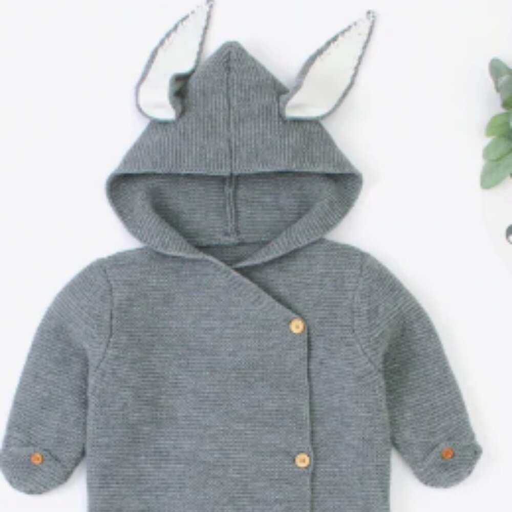 Annie & Charles - Rabbit Ears Knitted Sleeping Bag: Grey